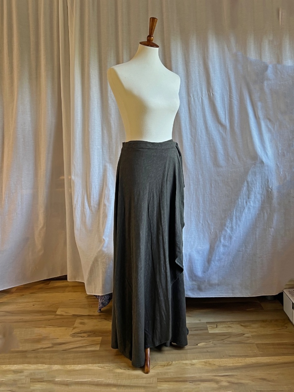 Khaki Knit Maxi Wrap Skirt - Picture 2 of 6